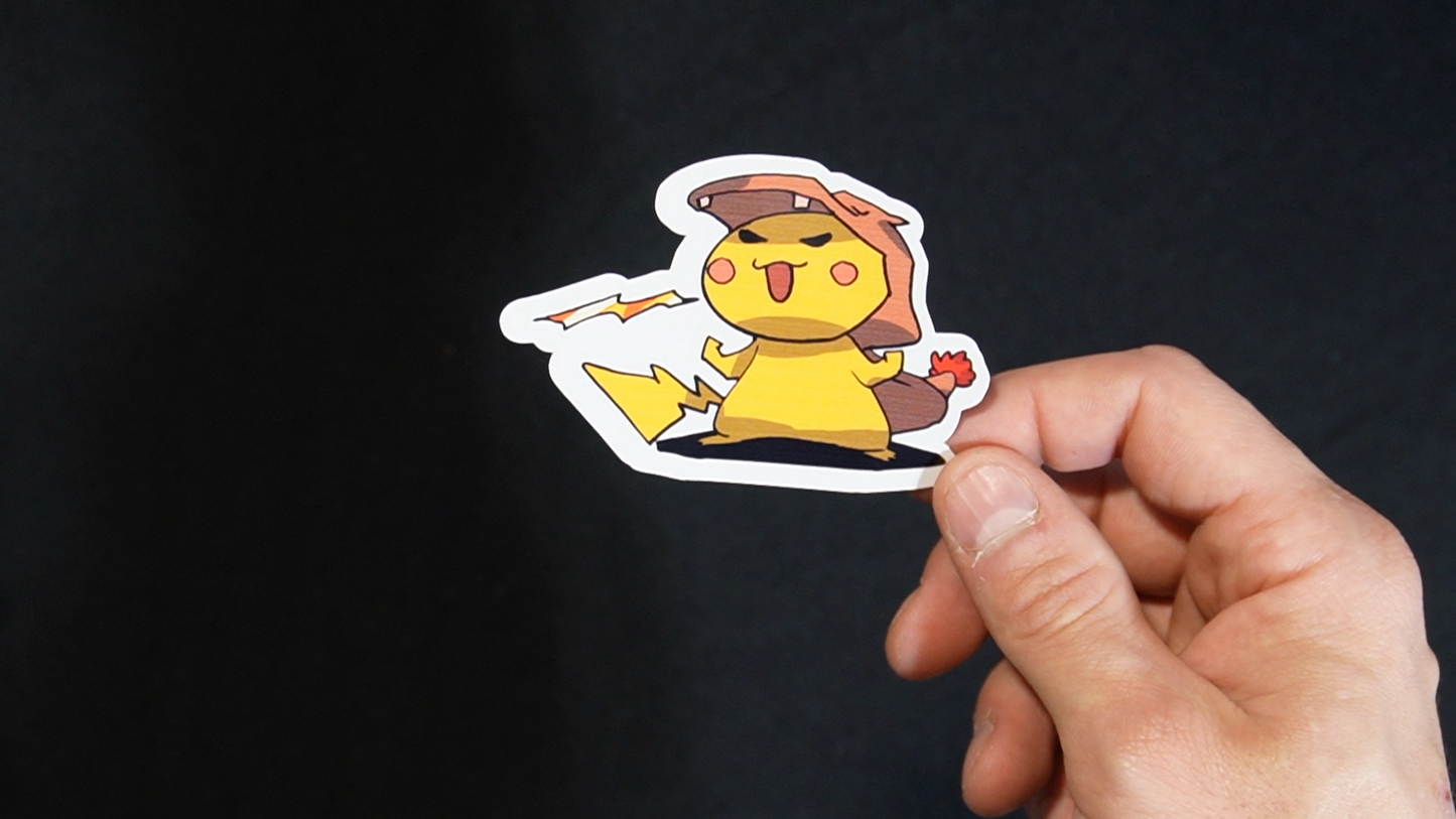 Pikachu In A Charmeleon Costume Sticker for Laptops, Cell Phones and Water Bottles