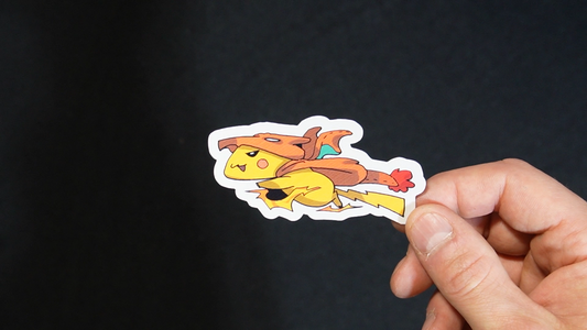 Pikachu In A Charizard Costume Sticker for Laptops, Cell Phones and Water Bottles