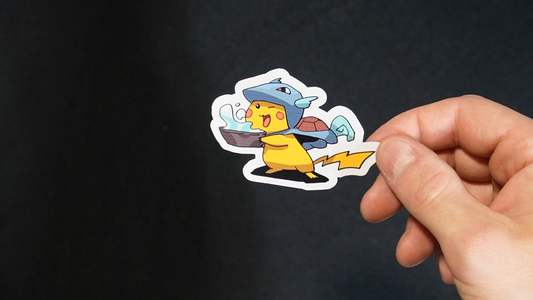 Pikachu In A Wartortle Costume Sticker for Laptops, Cell Phones and Water Bottles