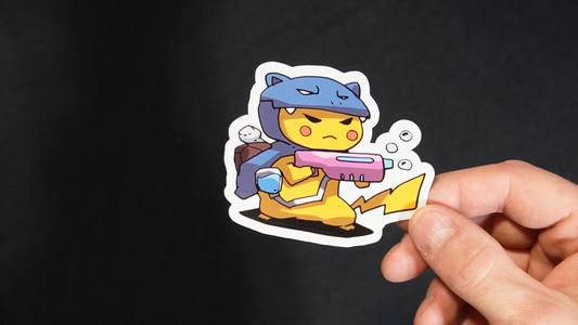 Pikachu In A Blastoise Costume Sticker for Laptops, Cell Phones and Water Bottles