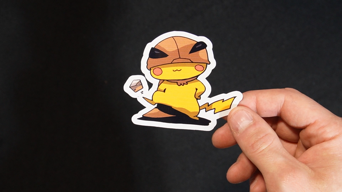 Pikachu In A Kakuna Costume Sticker for Laptops, Cell Phones and Water Bottles