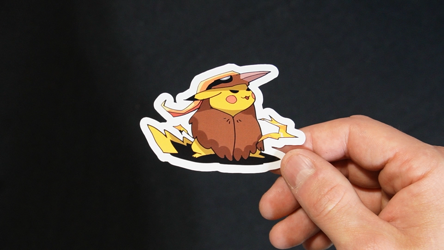 Pikachu In A Pidgeot Costume Sticker for Laptops, Cell Phones and Water Bottles