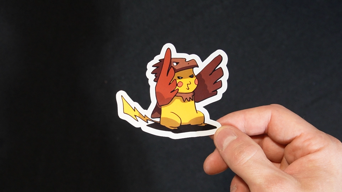 Pikachu In A Spearow Costume Sticker for Laptops, Cell Phones and Water Bottles