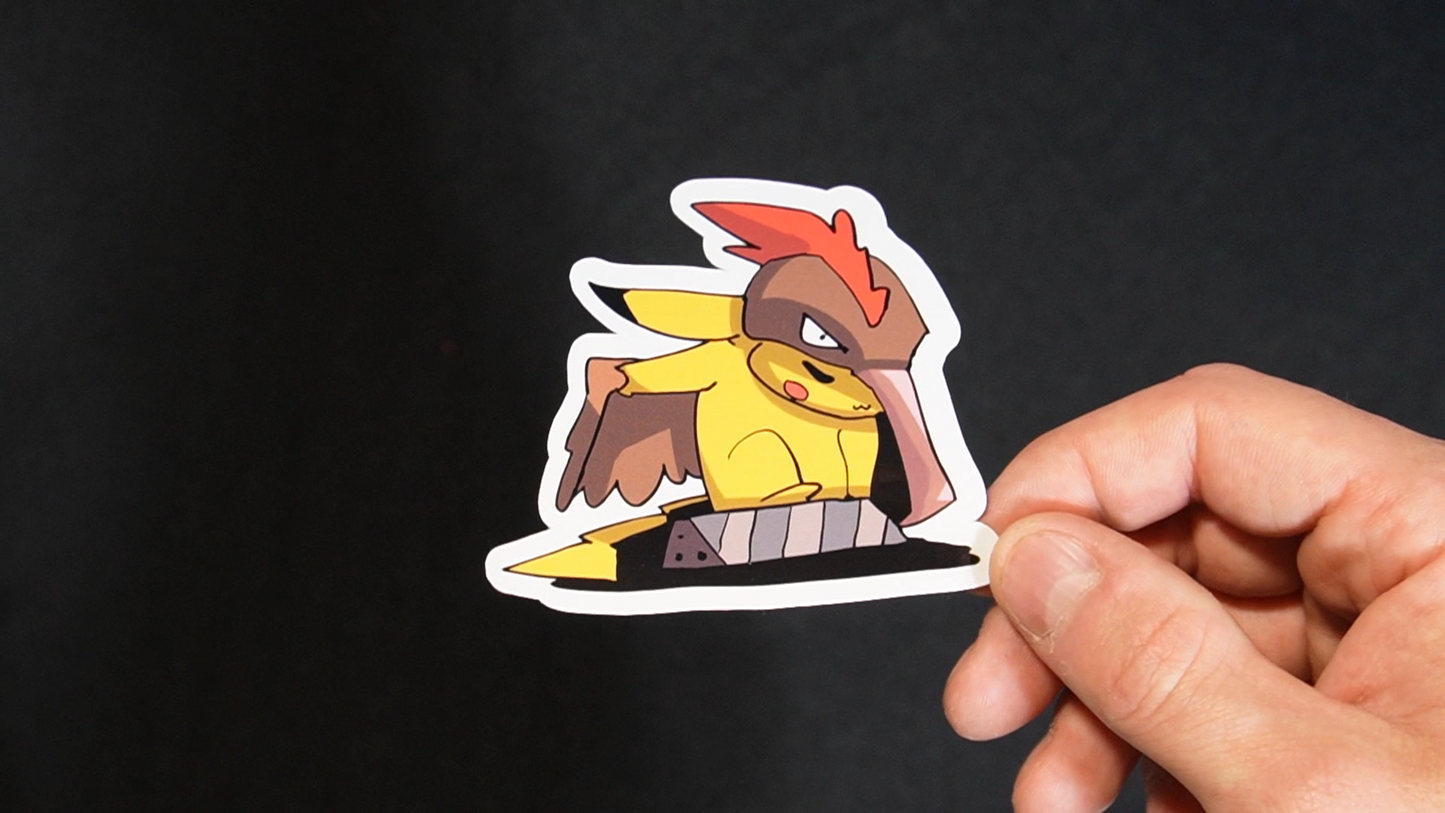 Pikachu In A Fearow Costume Sticker for Laptops, Cell Phones and Water Bottles