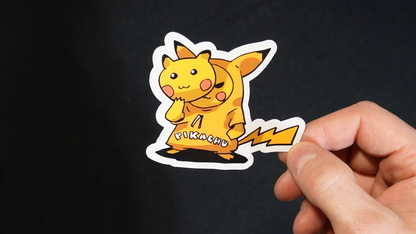 Pikachu In A Pikachu Costume Sticker for Laptops, Cell Phones and Water Bottles