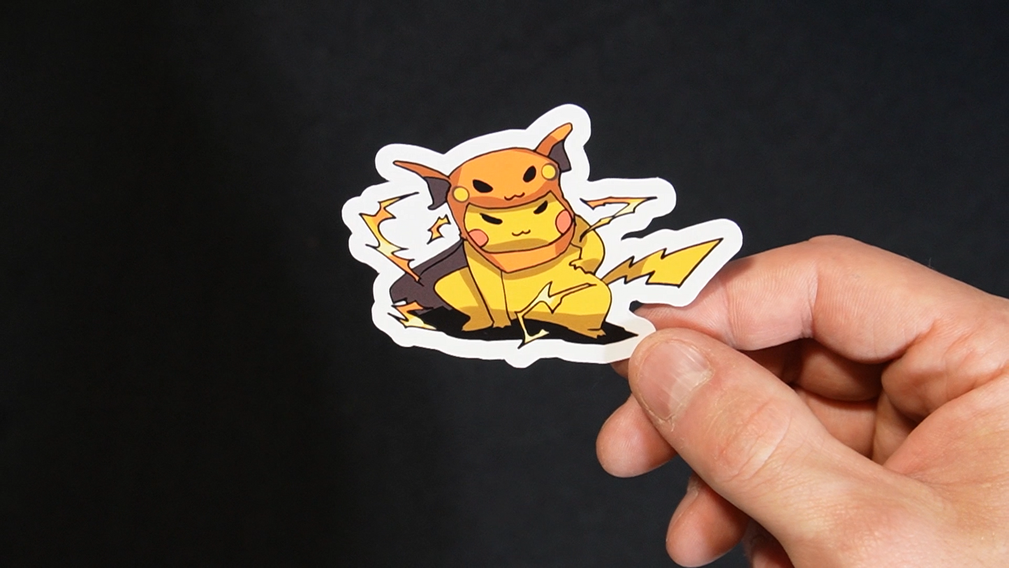 Pikachu In A Raichu Costume Sticker for Laptops, Cell Phones and Water Bottles