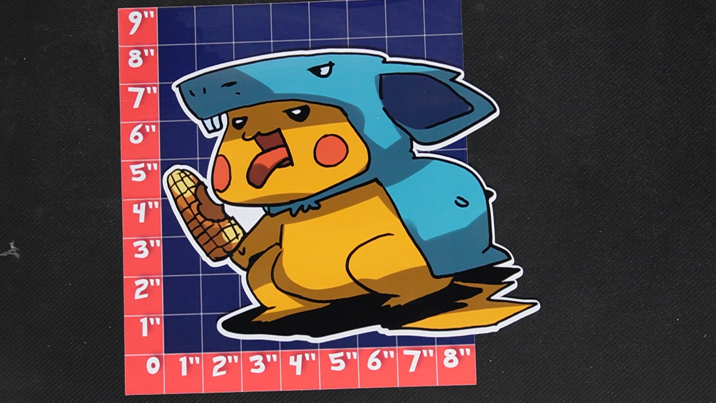 Jumbo Size Pikachu In Nidorina Costume Vinyl Pokemon Sticker for Laptops - Nidorina Bumper Sticker