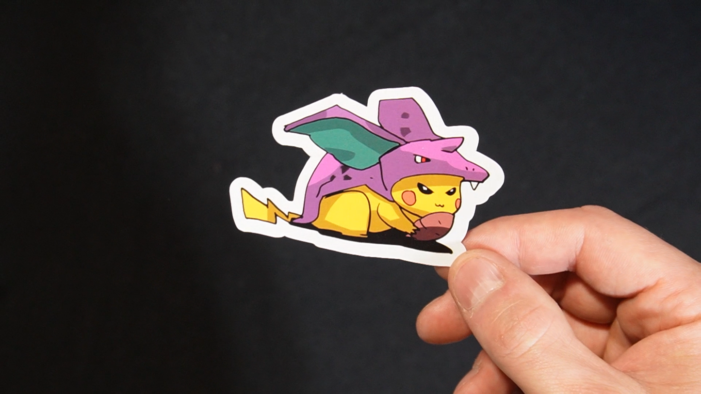 Pikachu In A Nidoran Costume Sticker for Laptops, Cell Phones and Water Bottles