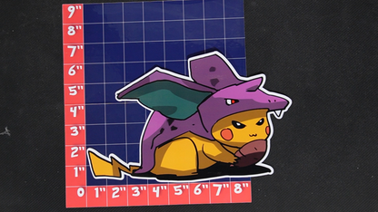 Jumbo Size Pikachu In Nidoran Costume Vinyl Pokemon Sticker for Laptops - Nidoran Bumper Sticker