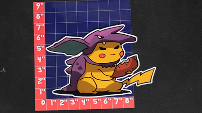 Jumbo Size Pikachu In Nidorino Costume Vinyl Pokemon Sticker for Laptops - Nidorino Bumper Sticker