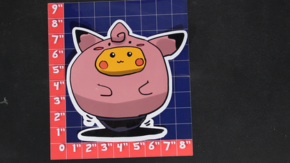 Jumbo Size Pikachu In Clefairy Costume Vinyl Pokemon Sticker for Laptops - Clefairy Bumper Sticker