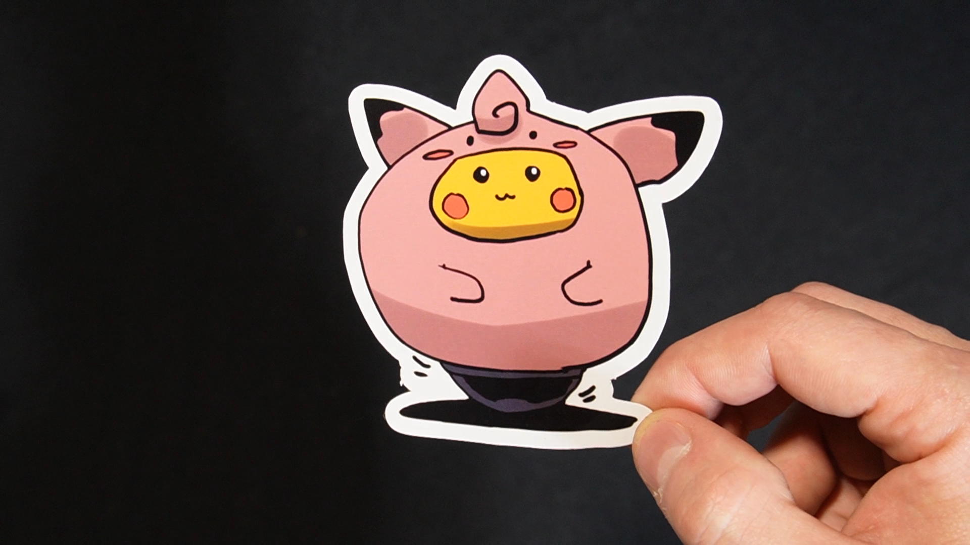 Pikachu In A Clefairy Costume Sticker for Laptops, Cell Phones and Water Bottles