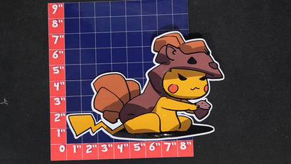 Jumbo Size Pikachu In Vulpix Costume Vinyl Pokemon Sticker for Laptops - Vulpix Bumper Sticker