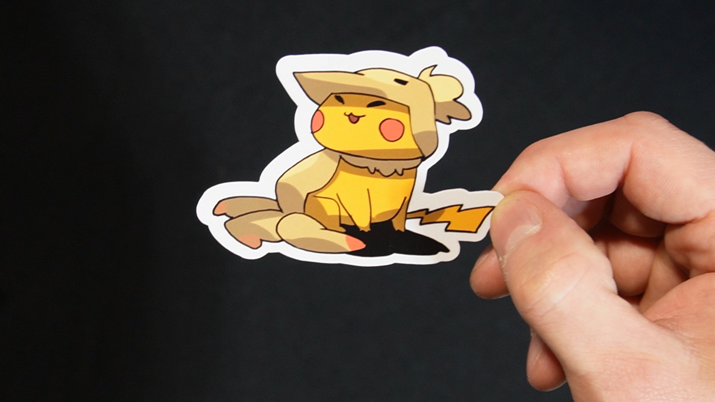 Pikachu In A Ninetales Costume Sticker for Laptops, Cell Phones and Water Bottles