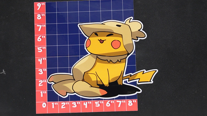 Jumbo Size Pikachu In Ninetales Costume Vinyl Pokemon Sticker for Laptops - Ninetales Bumper Sticker