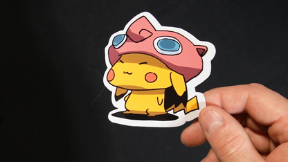 Pikachu In A Jigglypuff Costume Sticker for Laptops, Cell Phones and Water Bottles