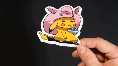 Pikachu In A Wigglytuff Costume Sticker for Laptops, Cell Phones and Water Bottles