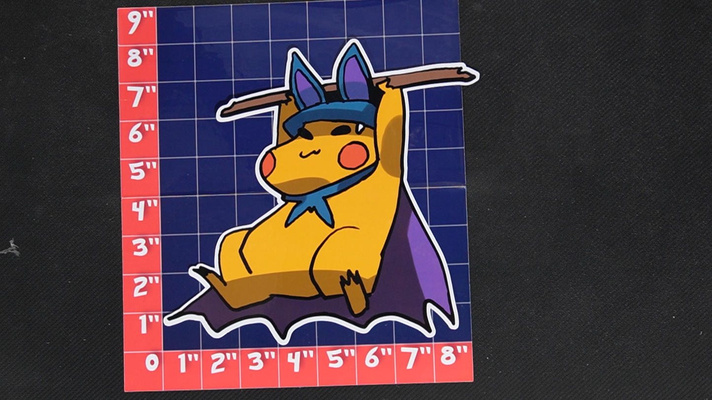 Jumbo Size Pikachu In Zubat Costume Vinyl Pokemon Sticker for Laptops - Zubat Bumper Sticker