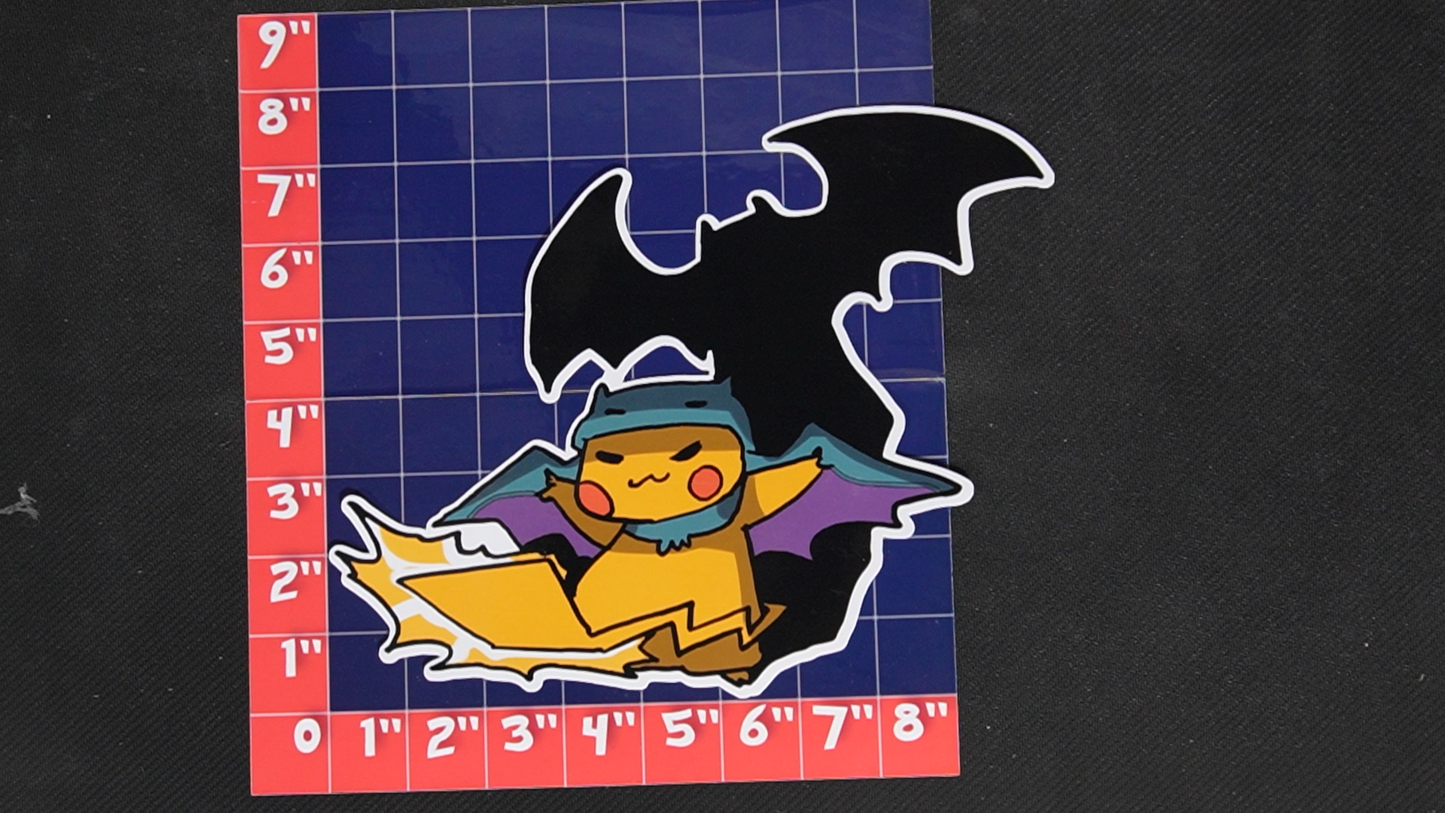 Jumbo Size Pikachu In Golbat Costume Vinyl Pokemon Sticker for Laptops - Golbat Bumper Sticker