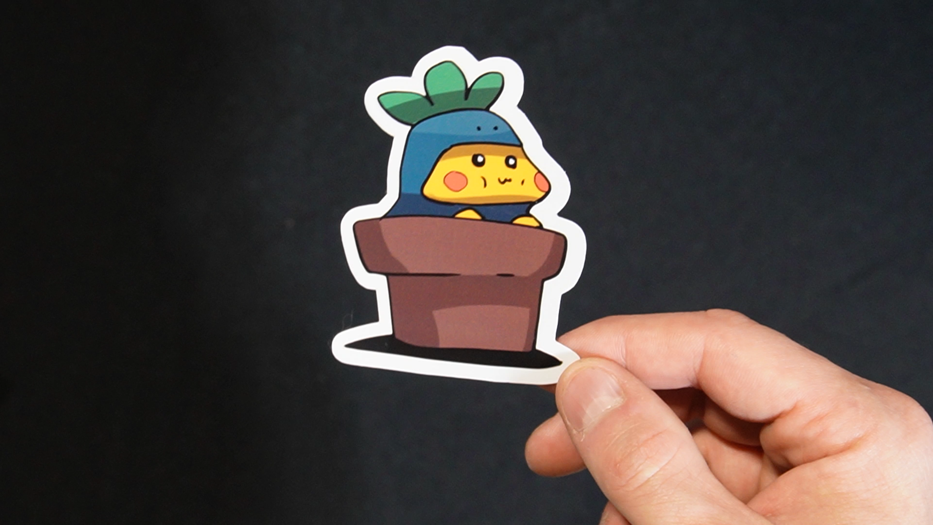 Pikachu In A Oddish Costume Sticker for Laptops, Cell Phones and Water Bottles