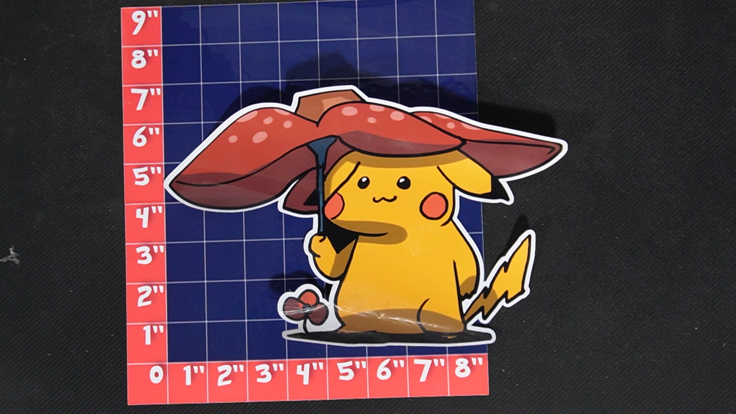 Jumbo Size Pikachu In Vileplume Costume Vinyl Pokemon Sticker for Laptops - Vileplume Bumper Sticker