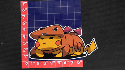 Jumbo Size Pikachu In Paras Costume Vinyl Pokemon Sticker for Laptops - Paras Bumper Sticker