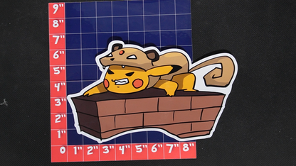 Jumbo Size Pikachu In Persian Costume Vinyl Pokemon Sticker for Laptops - Persian Bumper Sticker