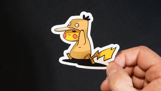 Pikachu In A Psyduck Costume Sticker for Laptops, Cell Phones and Water Bottles