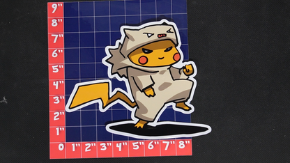 Jumbo Size Pikachu In Mankey Costume Vinyl Pokemon Sticker for Laptops - Mankey Bumper Sticker