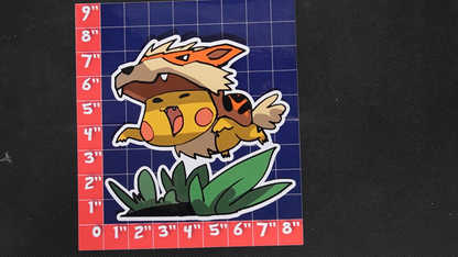 Jumbo Size Pikachu In Arcanine Costume Vinyl Pokemon Sticker for Laptops - Arcanine Bumper Sticker