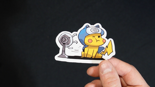 Pikachu In A Poliwhirl Costume Sticker for Laptops, Cell Phones and Water Bottles