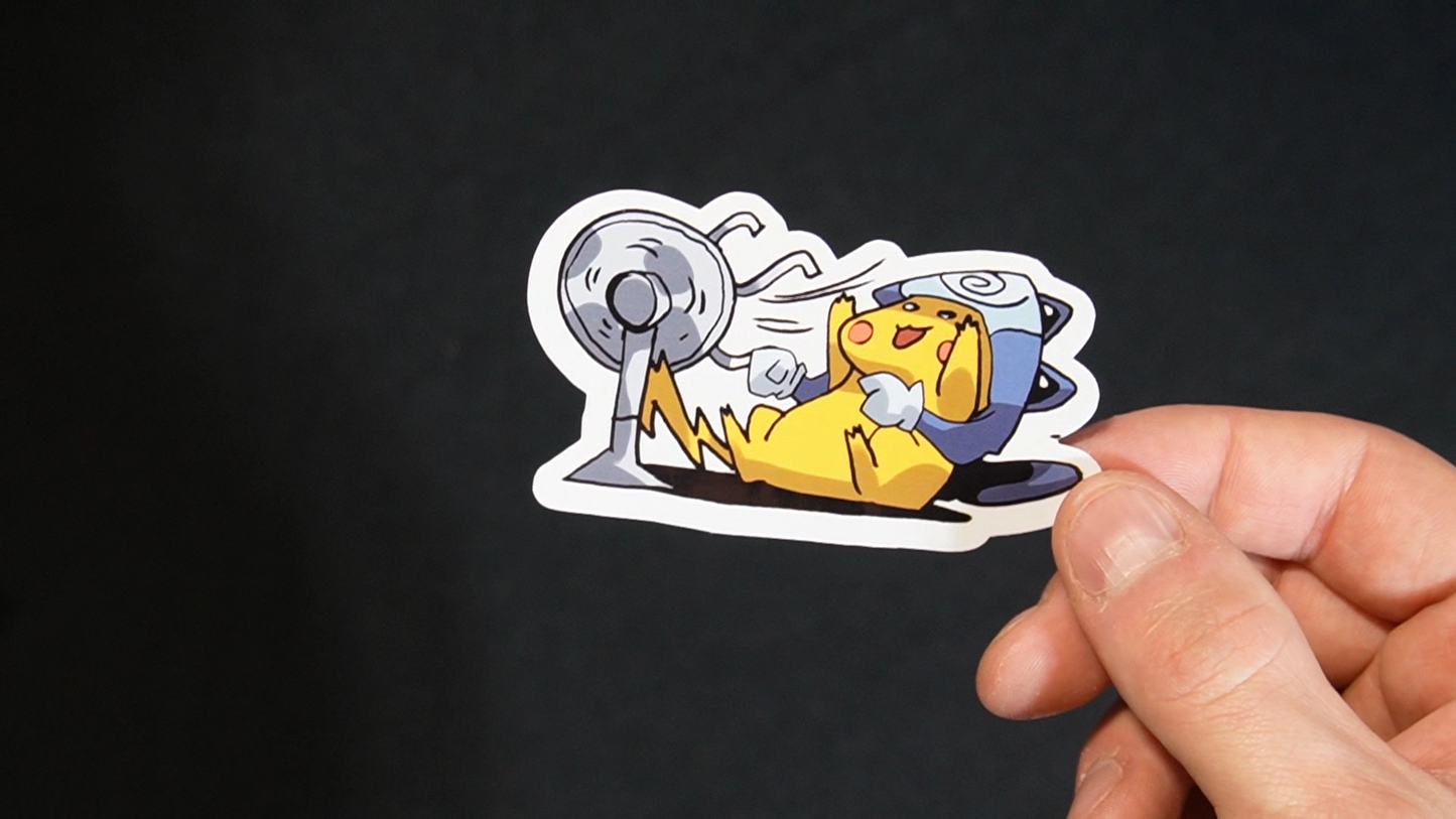 Pikachu In A Poliwrath Costume Sticker for Laptops, Cell Phones and Water Bottles