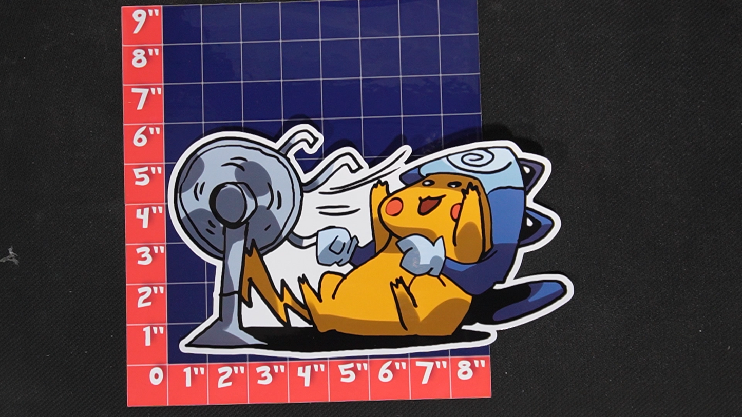 Jumbo Size Pikachu In Poliwrath Costume Vinyl Pokemon Sticker for Laptops - Poliwrath Bumper Sticker