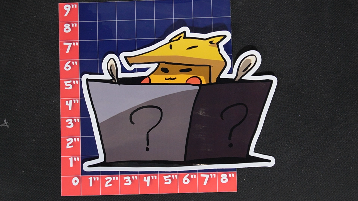 Jumbo Size Pikachu In Abra Costume Vinyl Pokemon Sticker for Laptops - Abra Bumper Sticker