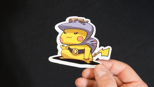 Pikachu In A Machoke Costume Sticker for Laptops, Cell Phones and Water Bottles