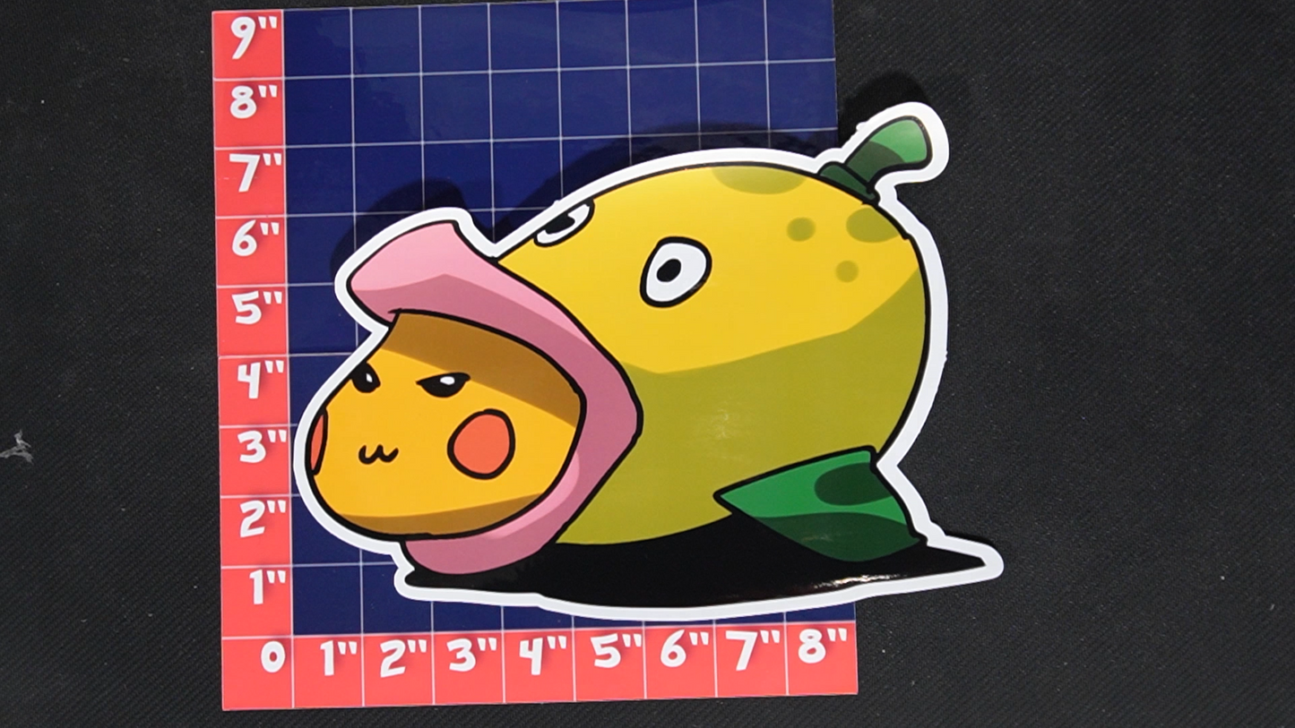 Jumbo Size Pikachu In Weepinbell Costume Vinyl Pokemon Sticker for Laptops - Weepinbell Bumper Sticker