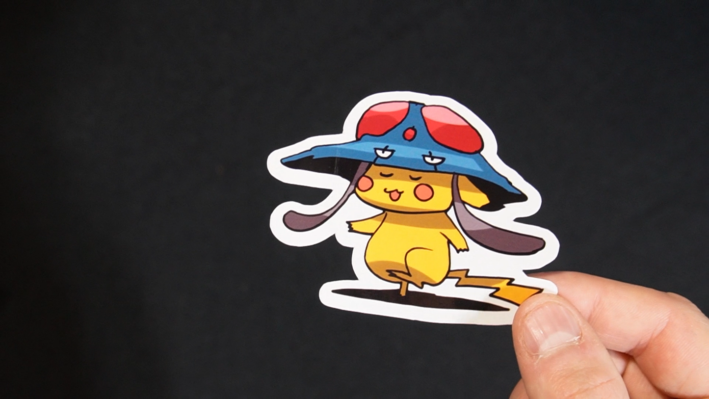 Pikachu In A Tentacool Costume Sticker for Laptops, Cell Phones and Water Bottles