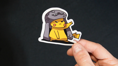 Pikachu In A Geodude Costume Sticker for Laptops, Cell Phones and Water Bottles