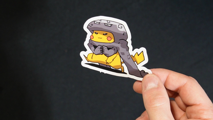 Pikachu In A Graveler Costume Sticker for Laptops, Cell Phones and Water Bottles