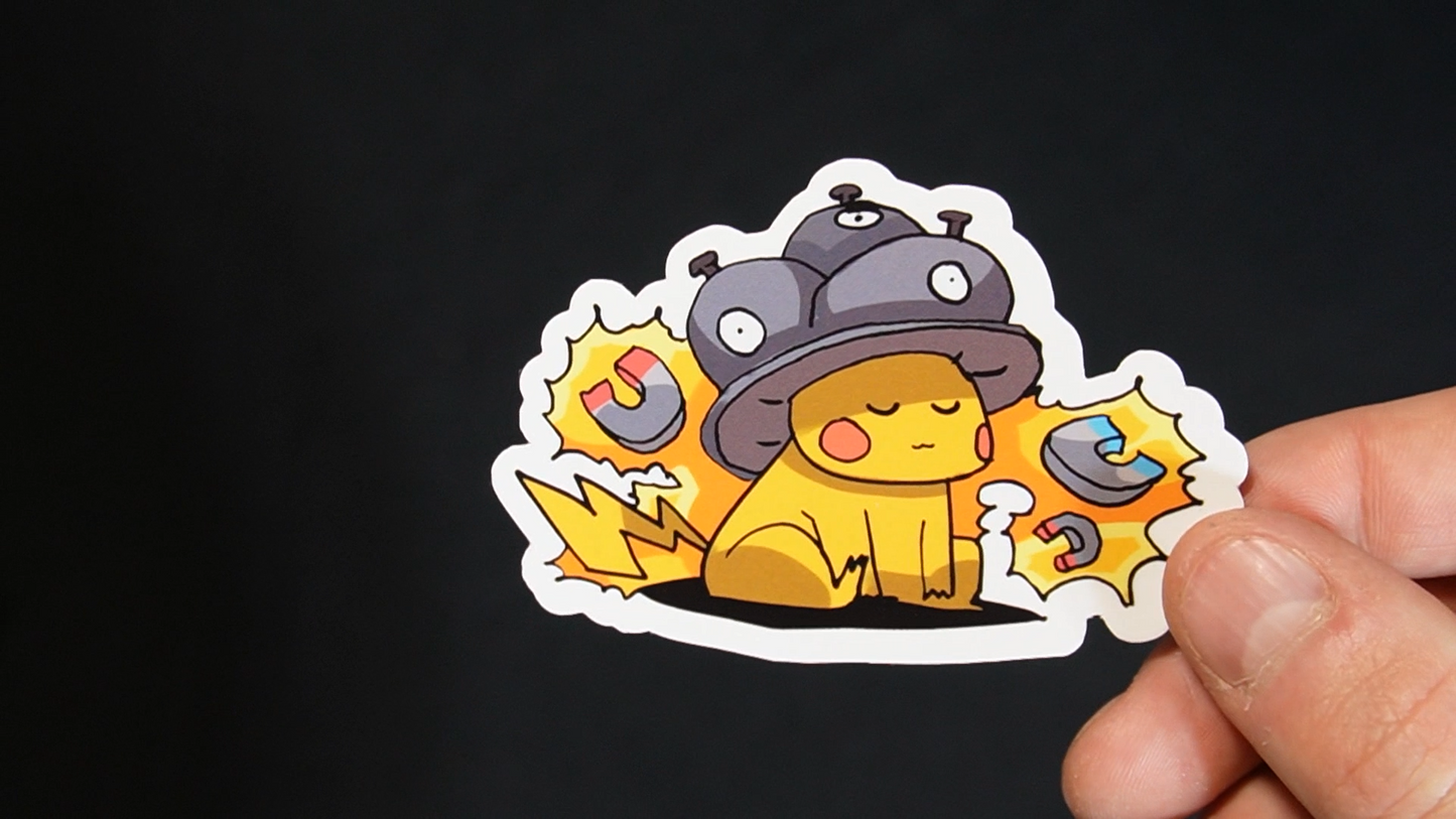 Pikachu In A Magneton Costume Sticker for Laptops, Cell Phones and Water Bottles