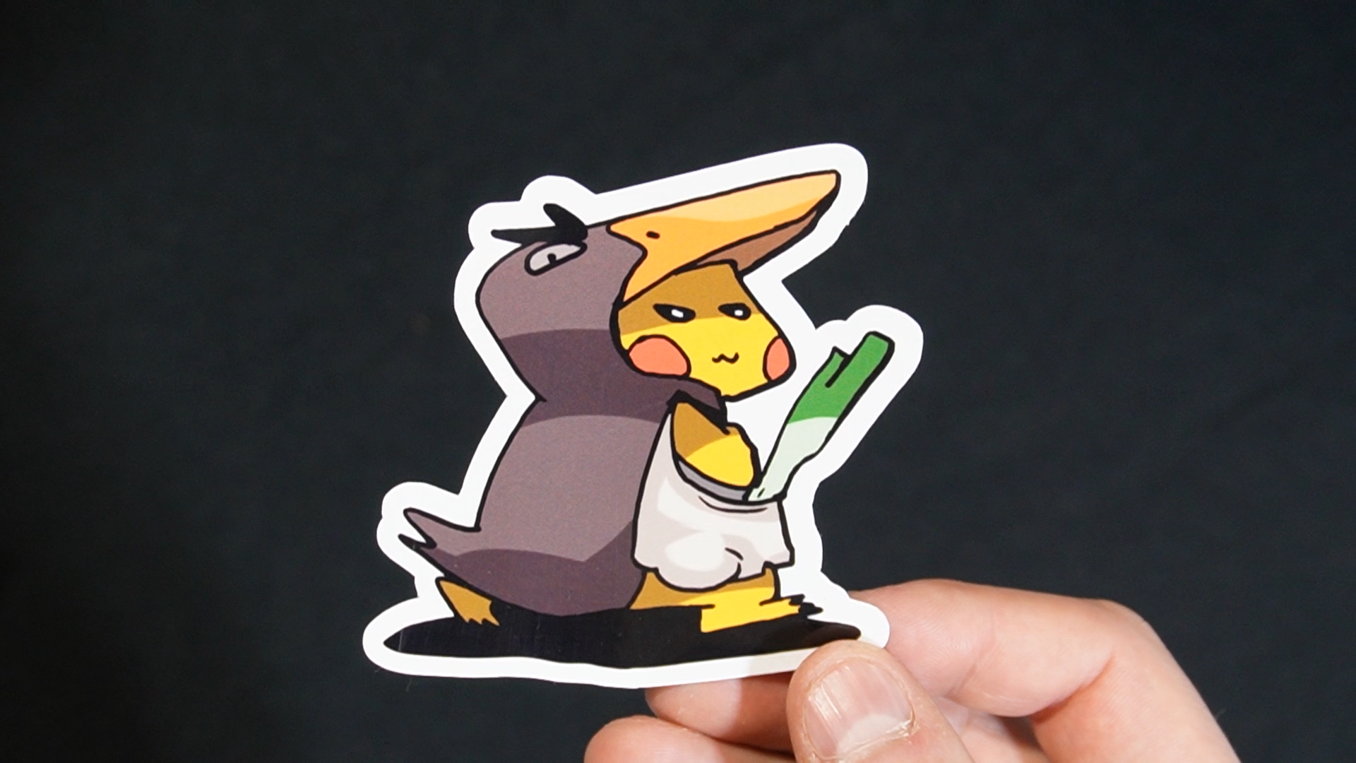 Pikachu In A Farfetch'd Costume Sticker for Laptops, Cell Phones and Water Bottles