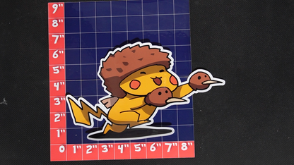 Jumbo Size Pikachu In Doduo Costume Vinyl Pokemon Sticker for Laptops - Doduo Bumper Sticker