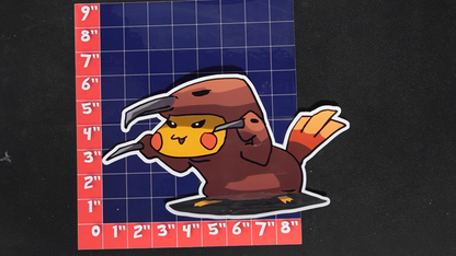 Jumbo Size Pikachu In Dodrio Costume Vinyl Pokemon Sticker for Laptops - Dodrio Bumper Sticker