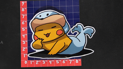 Jumbo Size Pikachu In Seel Costume Vinyl Pokemon Sticker for Laptops - Seel Bumper Sticker