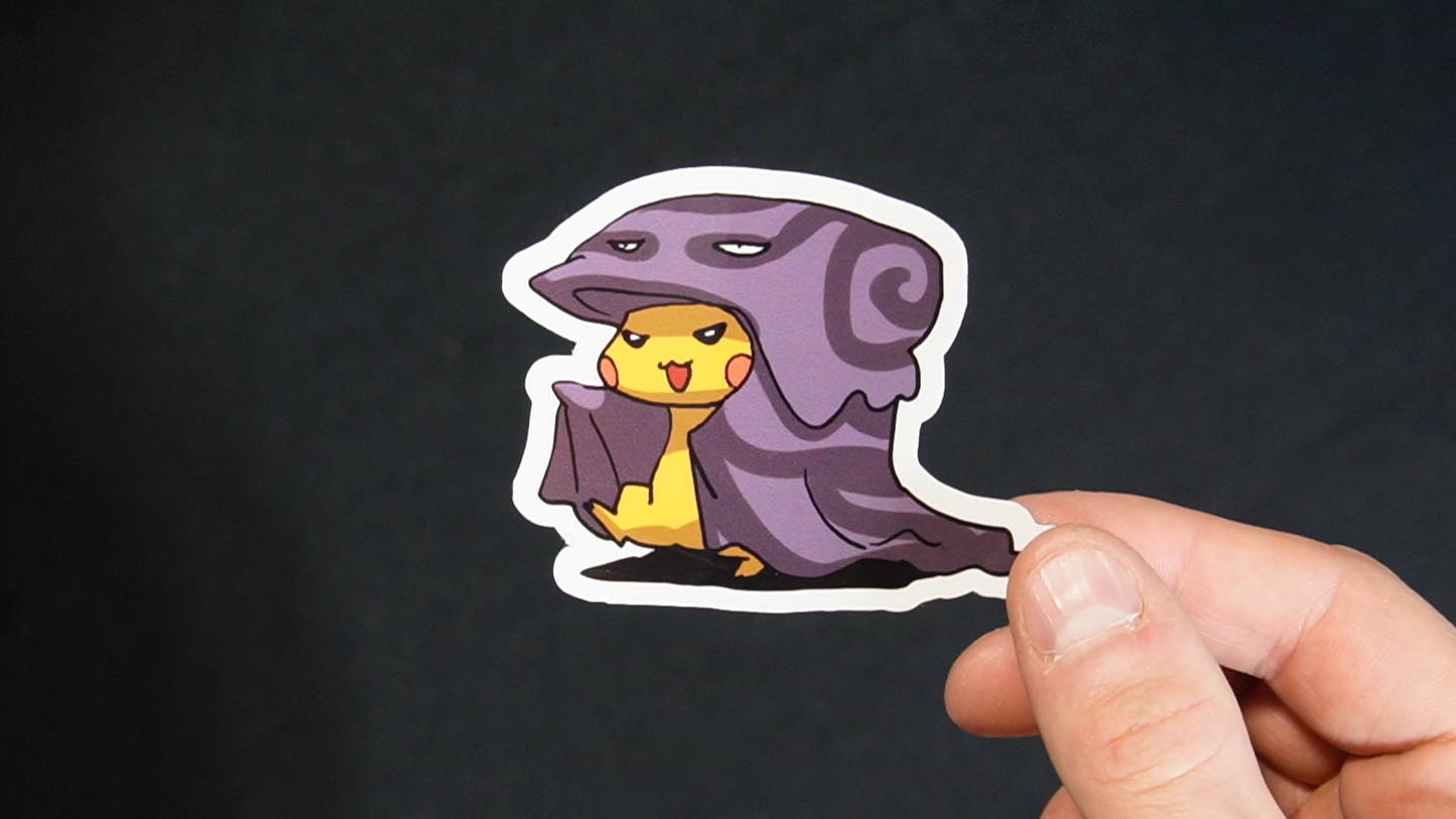 Pikachu In A Muk Costume Sticker for Laptops, Cell Phones and Water Bottles