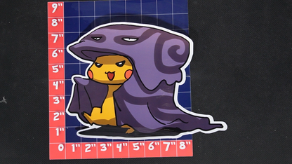 Jumbo Size Pikachu In Muk Costume Vinyl Pokemon Sticker for Laptops - Muk Bumper Sticker