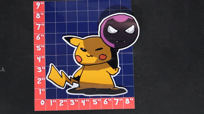 Jumbo Size Pikachu In Gastly Costume Vinyl Pokemon Sticker for Laptops - Gastly Bumper Sticker