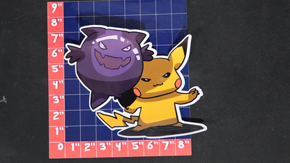 Jumbo Size Pikachu In Haunter Costume Vinyl Pokemon Sticker for Laptops - Haunter Bumper Sticker