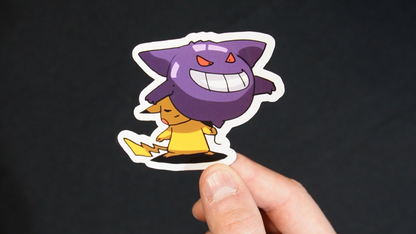 Pikachu In A Gengar Costume Sticker for Laptops, Cell Phones and Water Bottles