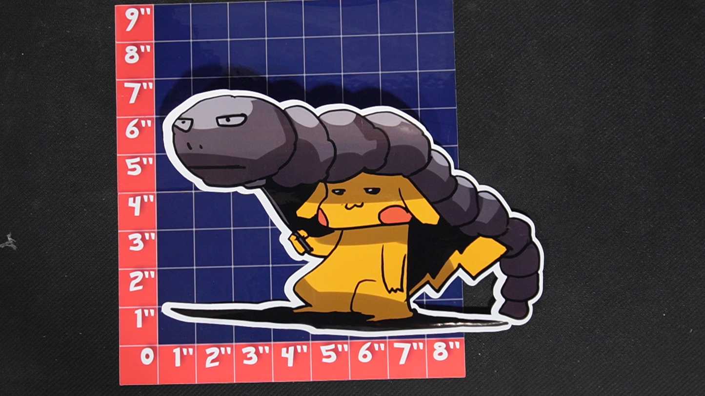 Jumbo Size Pikachu In Onix Costume Vinyl Pokemon Sticker for Laptops - Onix Bumper Sticker